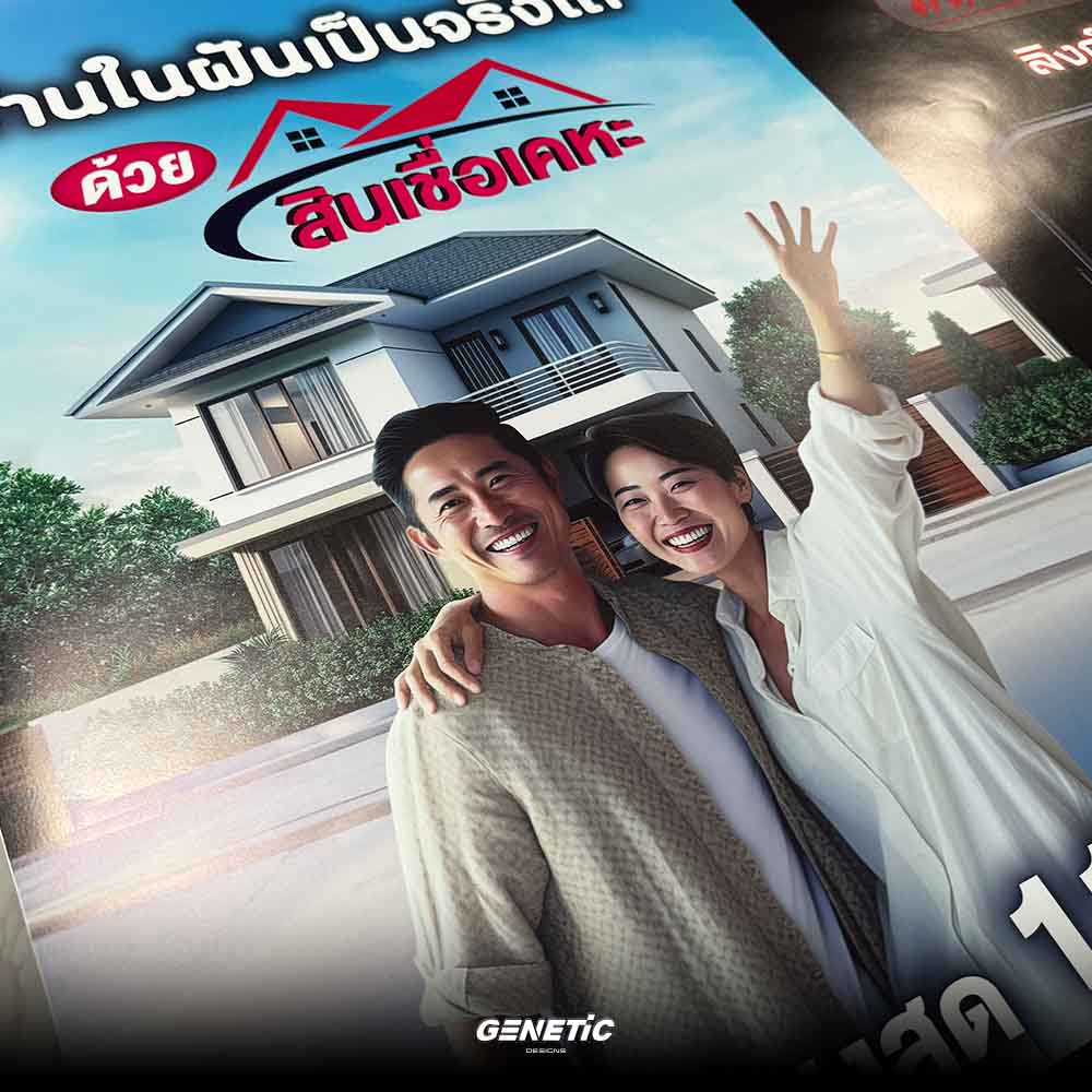 ตัวอย่างงานพิมพ์และสติกเกอร์ 6 ผลงานร้านทำป้ายดอนเมือง Genetic Design
