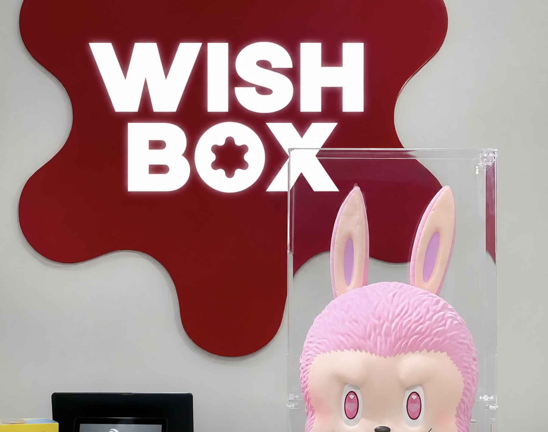 ป้ายอักษรไฟสแตนเลส+พื้นหลังพลาสวูดทำสี "WISH BOX "